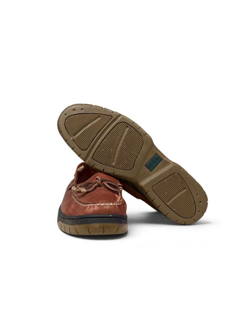 Vintage 90s L.L.Bean Men’s Leather Boat Shoes 10.5M Brown Moc Toe Deck Loafers - Picture 7 of 9